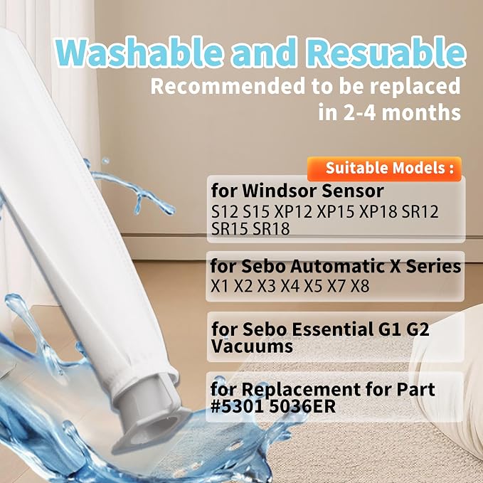 4-Pack MicroFilter fit for SEBO Auto-X S | Replacement Vacuum Filters for - Image 7