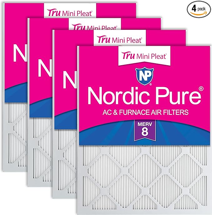 Nordic Pure 15x20x1 Tru Mini Pleat MERV 8 AC Furnace Air Filters 4 Pack | by NordicPure