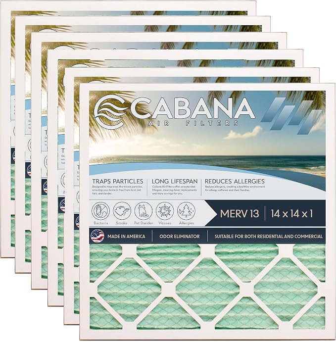 Cabana Filters 6-Pack 14x14x1 MERV 13 AC Furnace Air Filter by CabanaAirFilters
