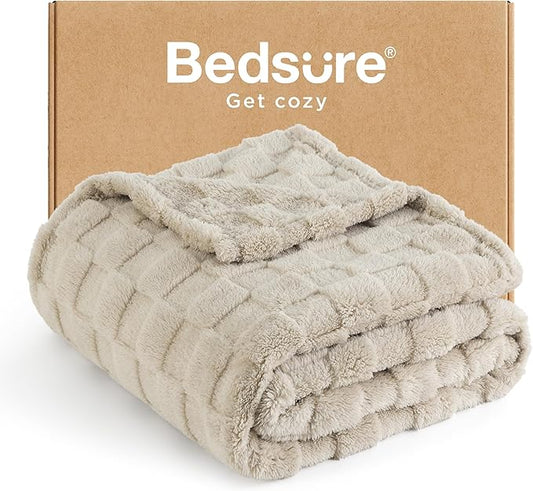 Bedsure GentleSoft Throw Blanket for Couch - Super Soft Cozy Blankets Gifts for Kids Girls, Cute Small Fleece Throws for Bedroom Home Decor, Neutral, 50x70 Inches