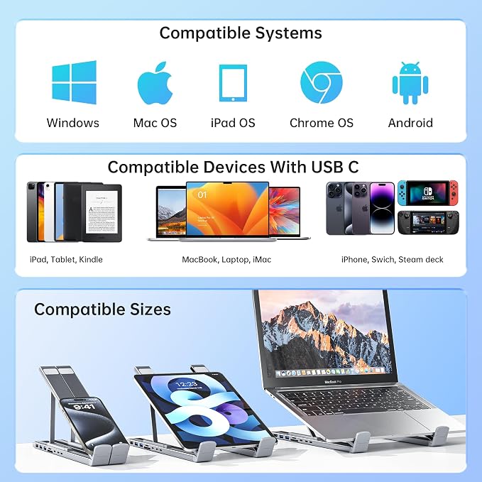 Laptop Stand with Docking Station, 8 in 1 USB C Hub HDMI Portable Laptop Stand - Image 7