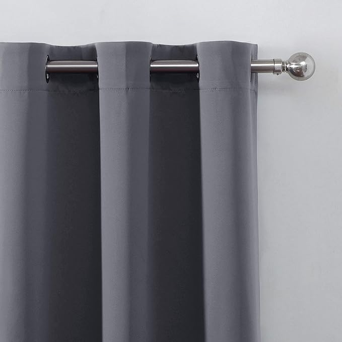 LEMOMO Grey Thermal Blackout Curtains/38 x 63 Inch/Set of 2 Panels Room Darkening Curtains for Bedroom