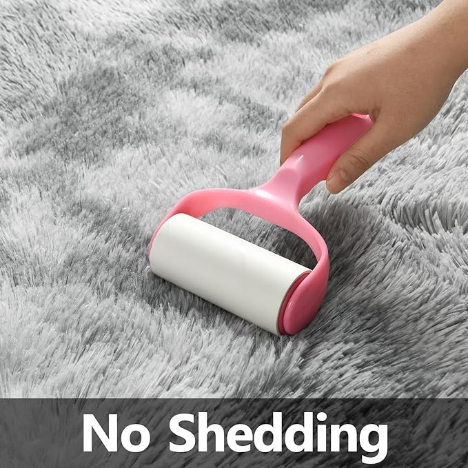 Deerhoo Large Shag Area Rugs 6 x 9, Tie-Dyed Plush Fuzzy Rug for Living Room, Ultra Soft Fluffy Furry Rugs for Bedroom, Indoor Carpet Nursery Rugs for Kids Room Home Decor, Light Grey