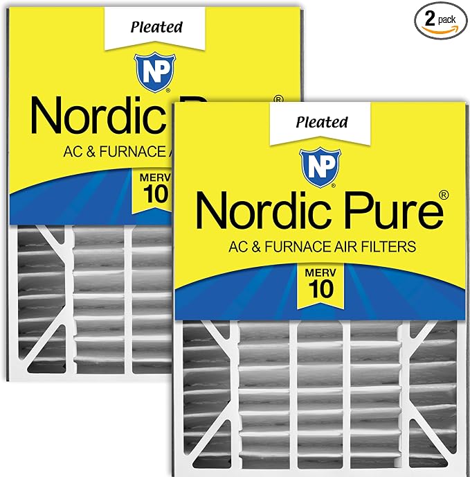 Nordic Pure 20x25x5 Pleated MERV 10 Plus Carbon Air Filters 2 Pack | Actual by NordicPure