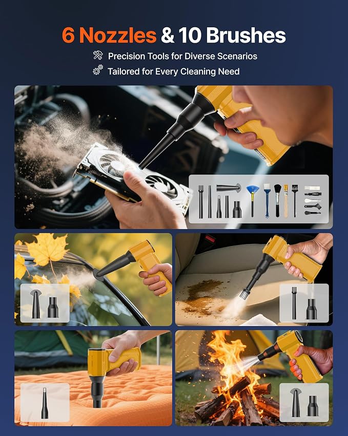 Compressed Air Duster, 000RPM Ultra-Powerful Cordless Electric Air Duster - Image 6