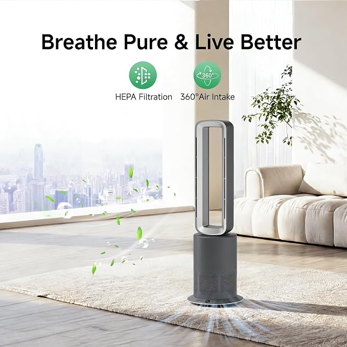 Xcity TP09Pro Bladeless Tower Fan, 3-in-1 Air Purifier, Space Heater & Cooling - Image 5