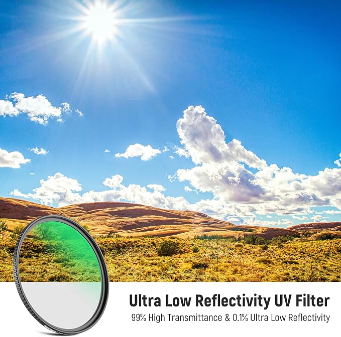 NEEWER 55mm Ultra Low Reflectivity UV Lens Filter, UV Protection Filter - Image 2