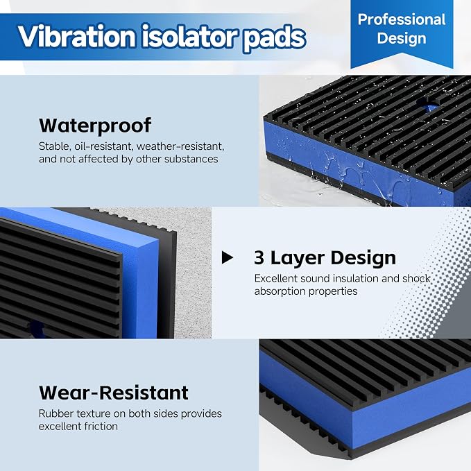 4" X 4" Anti Vibration Pads, Rubber Vibration Isolator Pads - Image 3
