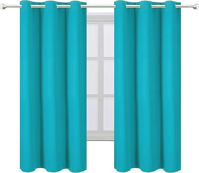 LEMOMO Teal Thermal Blackout Curtains/38 x 63 Inch/Set of 2 Panels Room Darkening Curtains for Bedroom