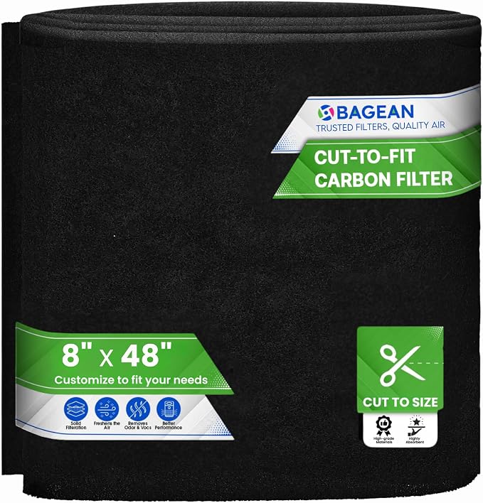 Cut to Fit Activated Carbon Filter Sheet 8” x 48” by Bagean