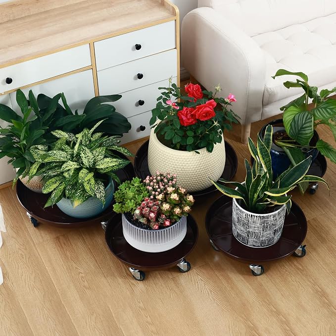 Planterhoma 3 Packs 13 inches Metal Plant Caddy - Image 7