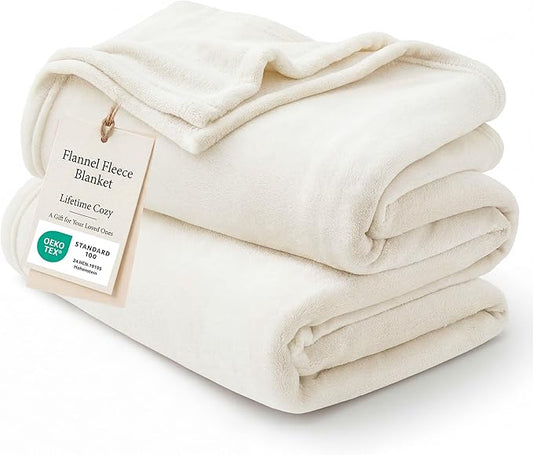 Bedsure GentleSoft Twin XL Fleece Blanket Dorm Bedding - Lightweight Soft Cozy Blankets for Bed, Sofa, Couch, Travel, Camping, Cream, 66"x90"