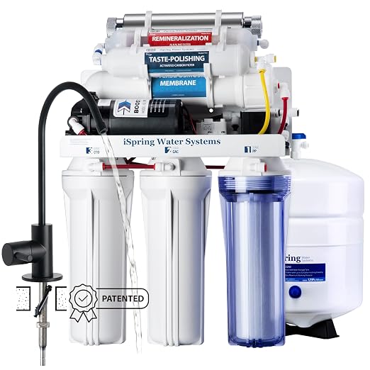 iSpring RCC1UP-AK-BLK, 7-Stage Alkaline UV Reverse Osmosis Water Filter by iSpring