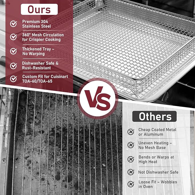 Air Fryer Tray Replacement for Cuisinart TOA-60/TOA-65/TOA-70 Oven, Stainless - Image 5