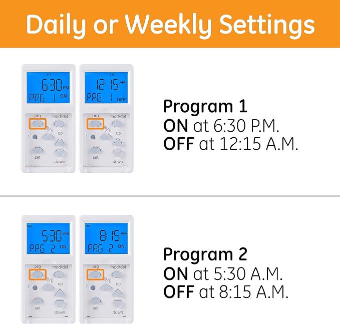 GE SunSmart 7-Day In-Wall Digital Timer Switch, Auto Sunrise/Sunset, Weekly - Image 5