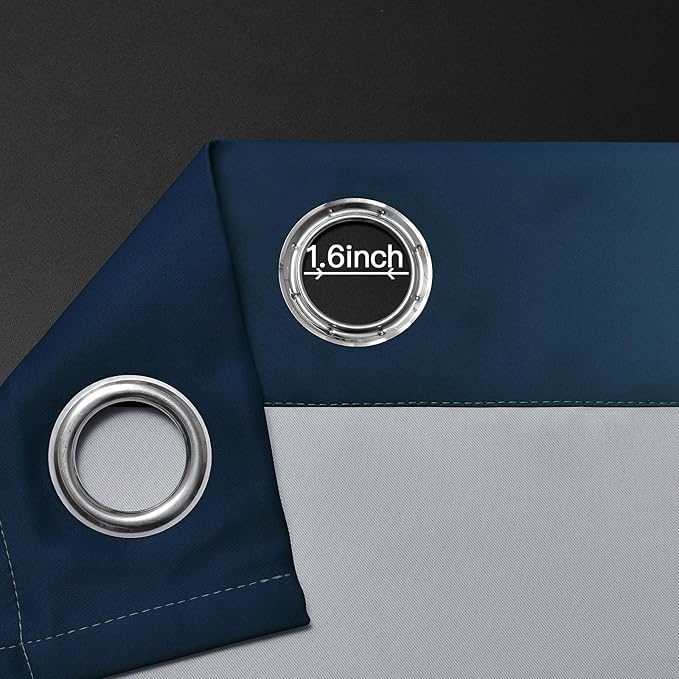 Yakamok Blackout Ombre Dark Blue and Black Curtains for Bedroom, Gradient Room Darkening Curtains, Grommet Thermal Insulated Light Blocking Window Drapes/Curtain for Living Room,52 x 54 Inch,2 Panels