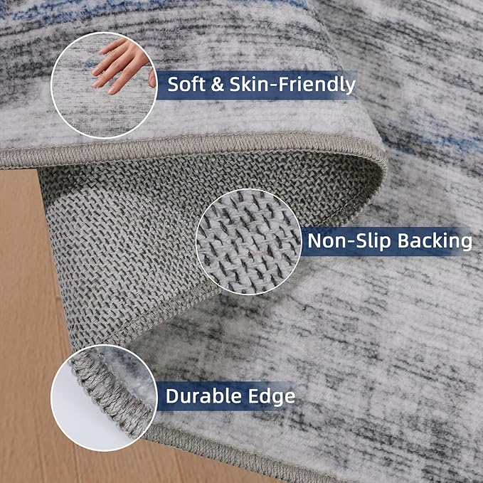 4x6 Rug - Stain Resistant Abstract Washable Rugs, Anti Slip Area Rugs for Living Room,Modern Low Pile Carpet with Rubber Backing Home Decor Small Area Rug