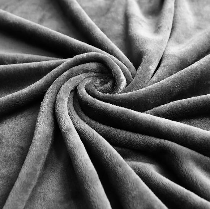 TASTHROW Large Flannel Fleece Throw Blanket, 50×70 Inch - Cozy Lightweight Thick Blanket - All Seasons Suitable for Women, Men and Kids (Grey)