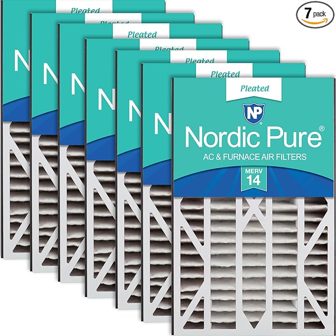 Nordic Pure 16x25x3 Pleate MERV 14 Air Filters 7 Pack | Actual Size: 15 13/16 x by NordicPure