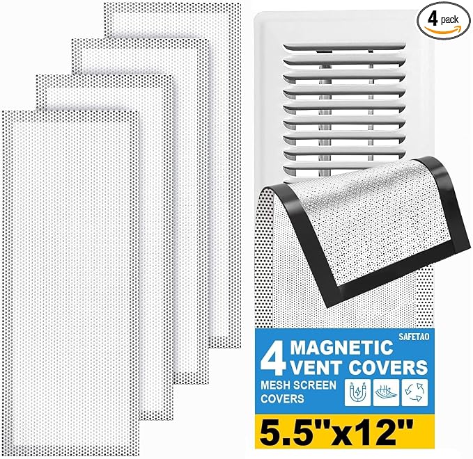 4 PCS White Magnetic Vent Covers-5.5x12 Magnetic Air Vent Covers by SAFETAO