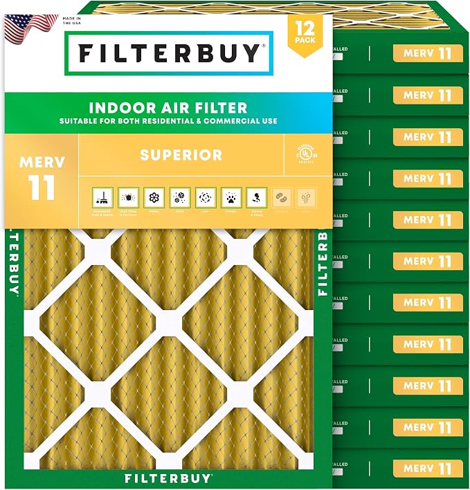 Filterbuy 17.25x23.25x2 Air Filter MERV 11 Superior Pet & Allergy Defense by Filterbuy