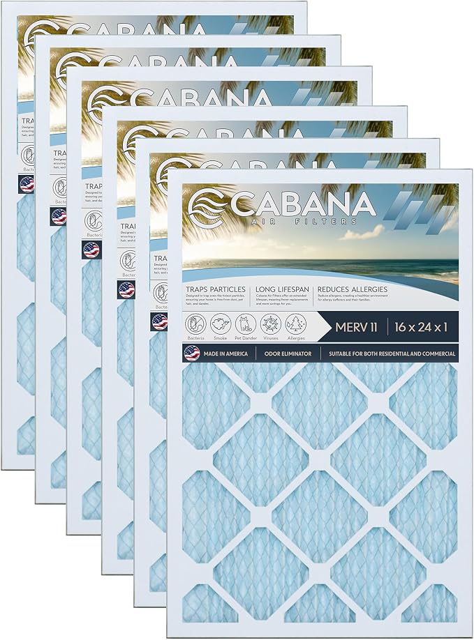 Cabana Filters 6-Pack 16x24x1 MERV 11 AC Furnace Air Filter by CabanaAirFilters