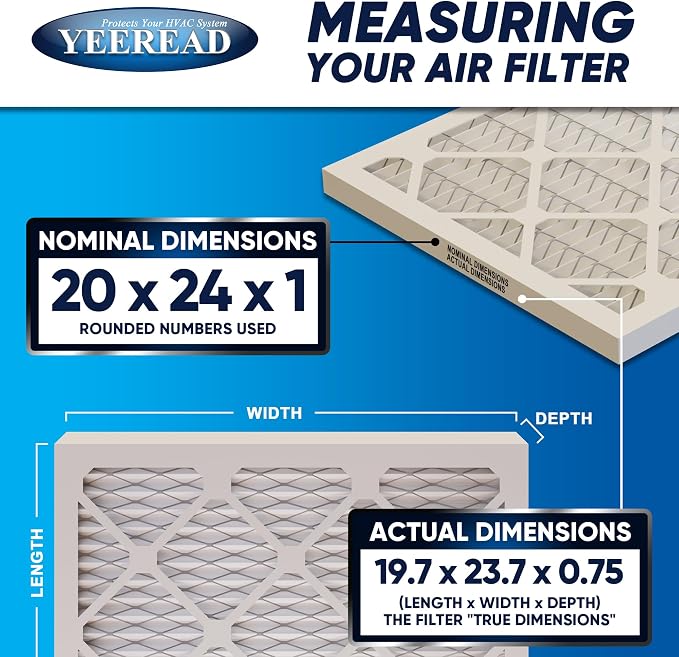 20x24x1 MERV 8 Air Filters 6-Pack, Actual Size 19.7" x 23.7" x 0.75" – - Image 2