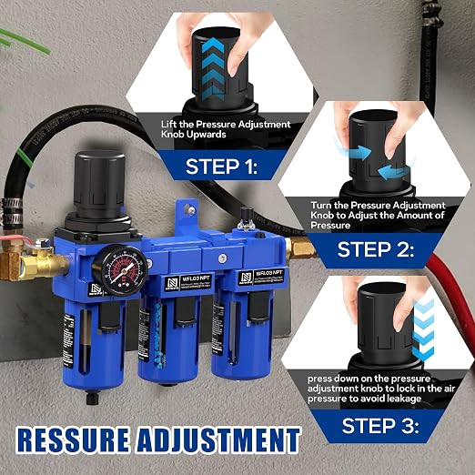 NEWPO 3/8" NPT Air Compressor Water Separator-Air Filter Regulator Lubricator - Image 5