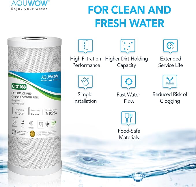 CTO10BB 5 Micron 4.5" x 10" Carbon Block Water Filter Set – Replacement - Image 5