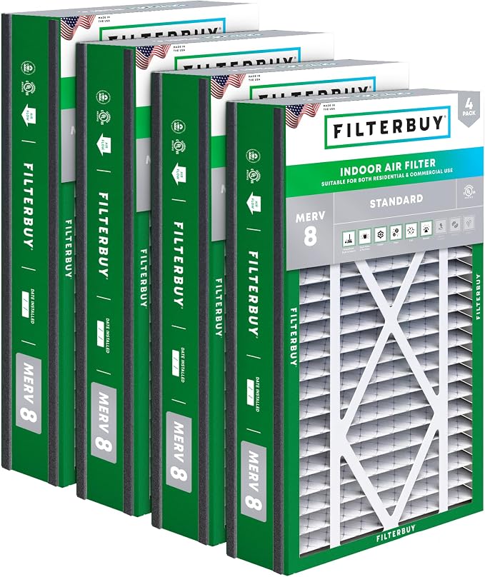 Filterbuy 16x25x3 Air Filter MERV 8 Essential Dust & Allergy Defense, by Filterbuy