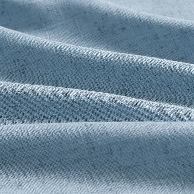 Nanspring Blue Boho Curtains for Bedroom Back Tab Rod Pocket Semi Sheer Linen Curtains 90 Inches Long 2 Panel Set Light Filtering Neutral Dusty Blue Farmhouse Drapes for Living Room 40x90 Inches