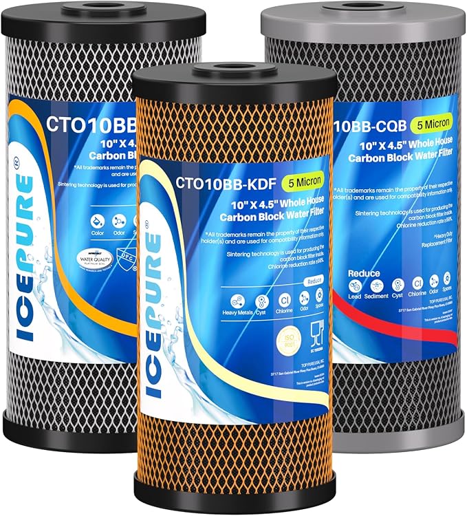 ICEPURE 4.5"x 10" Whole House Water Filter Set, 3-Stage Water Filtration System by ICEPURE