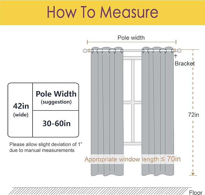 NICETOWN Room Darkening Window Curtain Panels, Easy-Care Solid Thermal Insulated Grommet Room Darkening Draperies/Drapes for Bedroom (2 Panels, 42 by 72, Platinum-Greyish White)