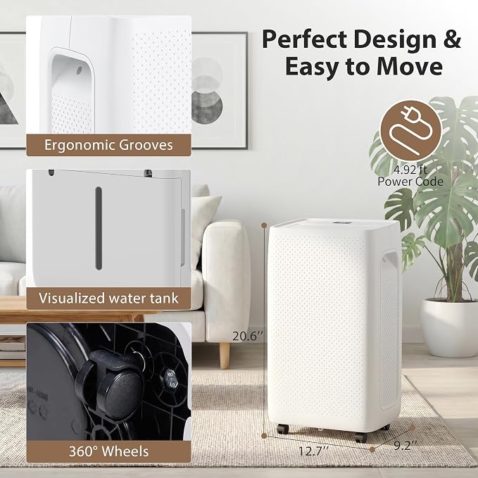 50Pints Dehumidifier with Drain Hose, 500 Sq.Ft Dehumidifier - Image 9