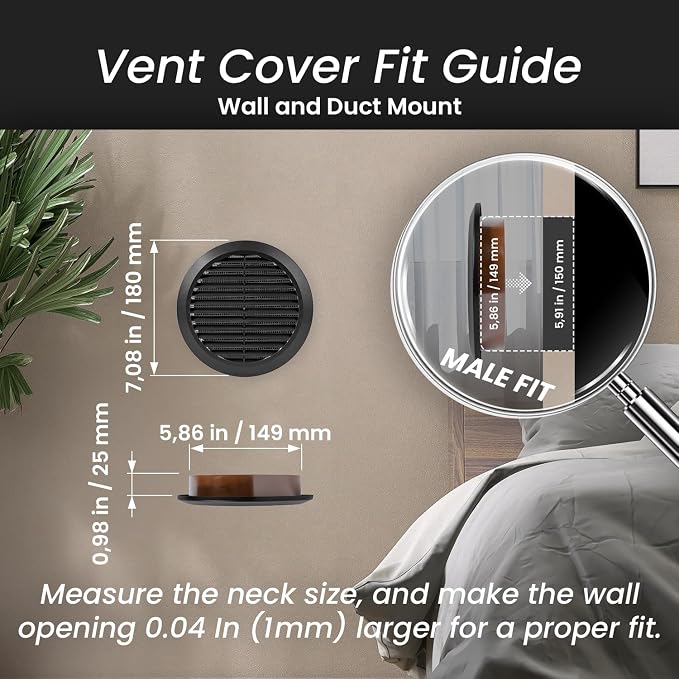 Repa Market 6 Inch Black Round Air Vent Cover - Image 2