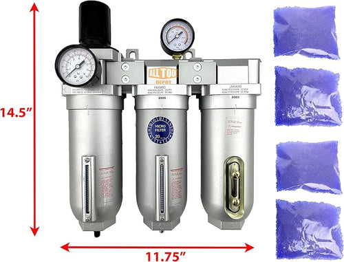 1" NPT SUPER DUTY Industrial Grade Filter Regulator Coalescing Desiccant Dryer - Image 2
