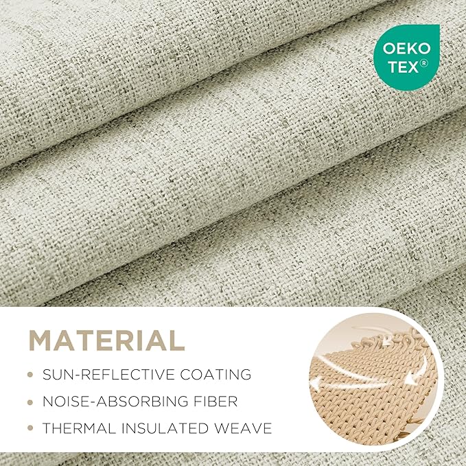 Joydeco Linen Blackout Curtains for Bedroom - 100% Light Blocking 1 Panels, Light Beige Drapes 100" W x 108" L, Thermal Insulated Room Darkening Curtains for Living Room, Rod Pocket & Back Tabs