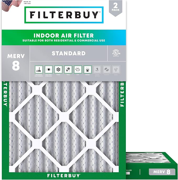 Filterbuy 24x28x2 Air Filter MERV 8 Essential Dust & Allergy Defense, by Filterbuy