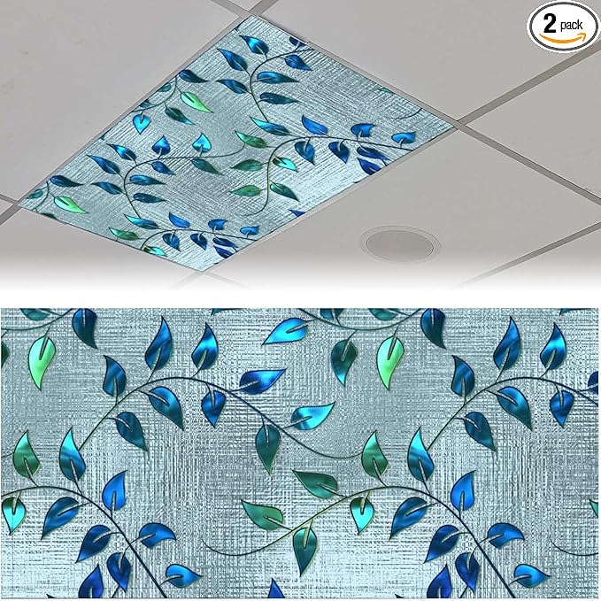 2 Pack Fluorescent Light Covers 4 X 2 Feet Blue Leaves Magnetic Light Cover by Unknown