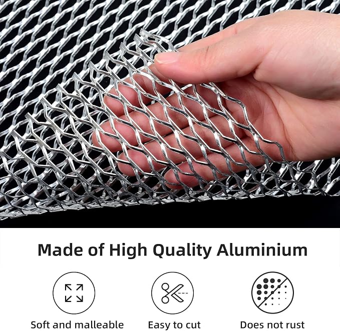 AggAuto 47x16 inches Car Pickup Truck Grill Mesh Spoiler Bumper Vent Aluminum - Image 4