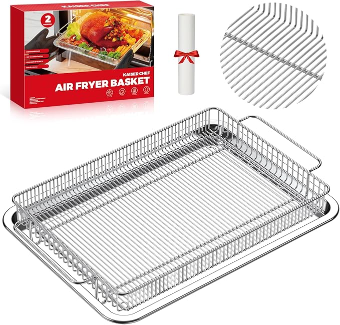 Air Fryer Basket for Oven, 13.9" x 9.7" Large Air Fryer Tray and Pan by Kaiserchef