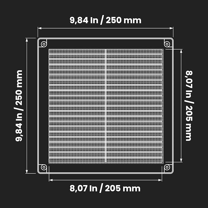 Awenta 8" x 8" Inch Square Plastic Black Ventilation Grille - Image 2