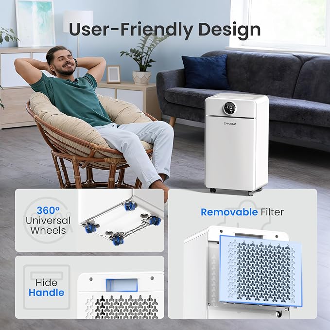 CHIVALZ 25 Pints Dehumidifier for Basement up to 1500 Sq.Ft, Dehumidifier for - Image 5