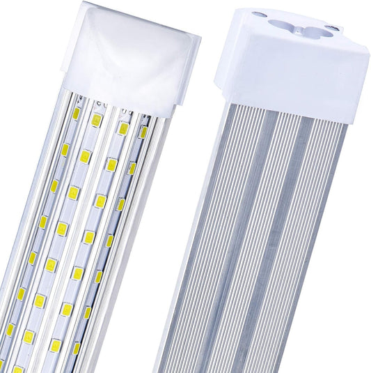 (6-Pack) 8ft LED Shop Light Fixture, 144W 18500LM 6000K, Cold White, U Shape, Clear Cover, Hight Output, Linkable Shop Lights, T8 LED Tube Lights, 8 LED shop lights for garage 8 foot with plug