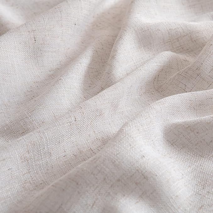 MIULEE Natural White Linen Curtains 92 Inch Length 2 Panels for Bedroom Living Room, Soft Thick Linen Textured Window Drapes Semi Sheer Light Filtering Back Tab Rod Pocket Burlap Look Decor