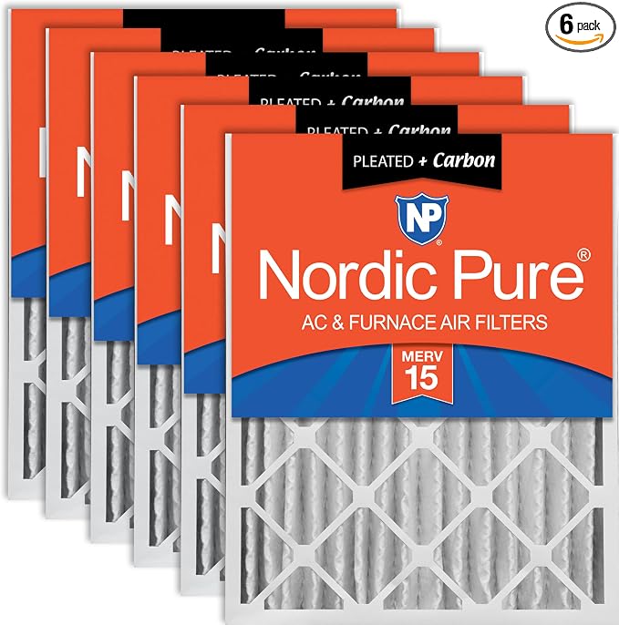 Nordic Pure 18x24x4 Pleated Air Filters MERV 15 Plus Carbon 6 Pack by NordicPure