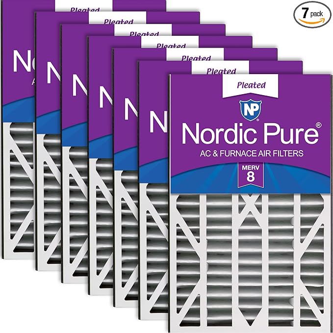 Nordic Pure 16x25x3 MERV 8 Air Filters 7 Pack | Actual Size: 15 13/16 x 24 5/16 by NordicPure