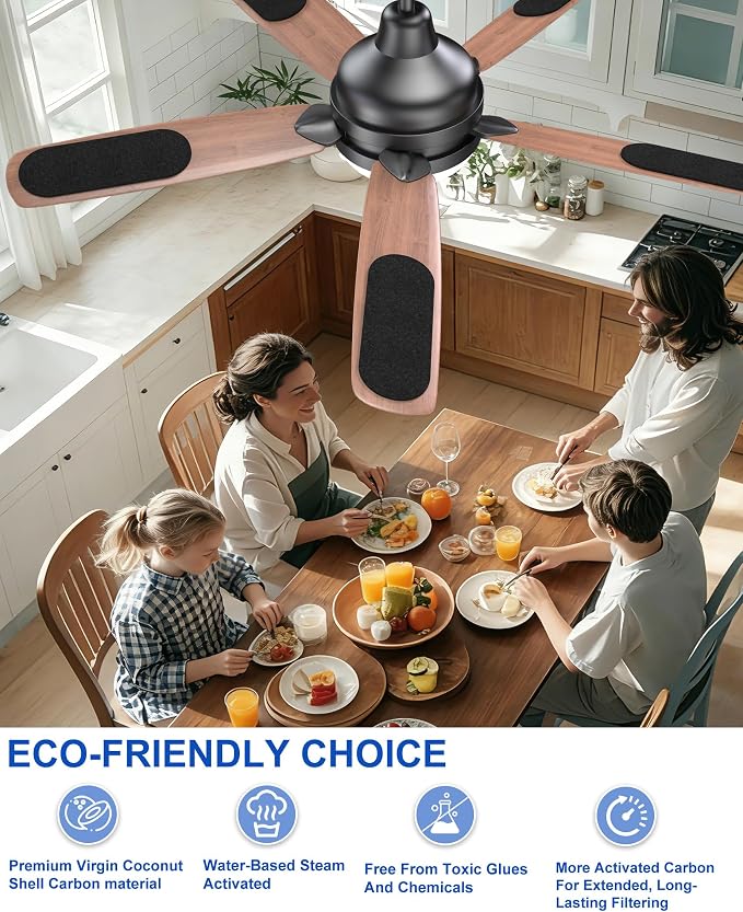 Universal Ceiling Fan Filters for Blades, Activated Carbon Fan Air Purifier Pads - Image 7