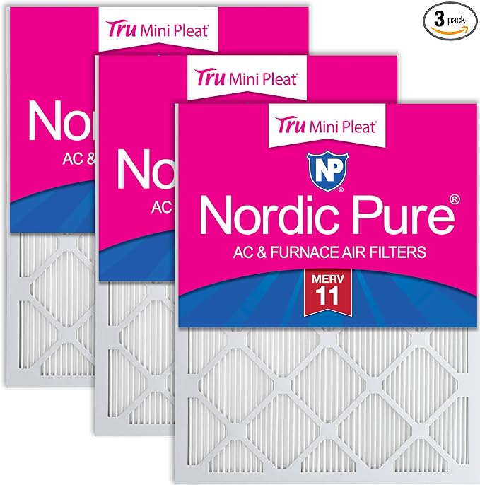 Nordic Pure 20x30x1 Tru Mini Pleat MERV 11 AC Furnace Air Filters 3 Pack | by NordicPure