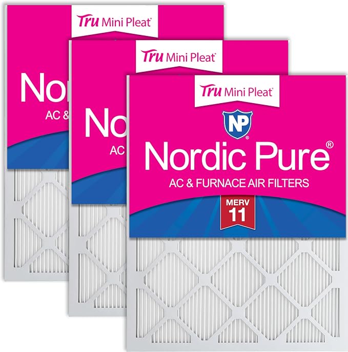 Nordic Pure 20x20x1 Tru Mini Pleat MERV 11 AC Furnace Air Filters 3 Pack | by NordicPure